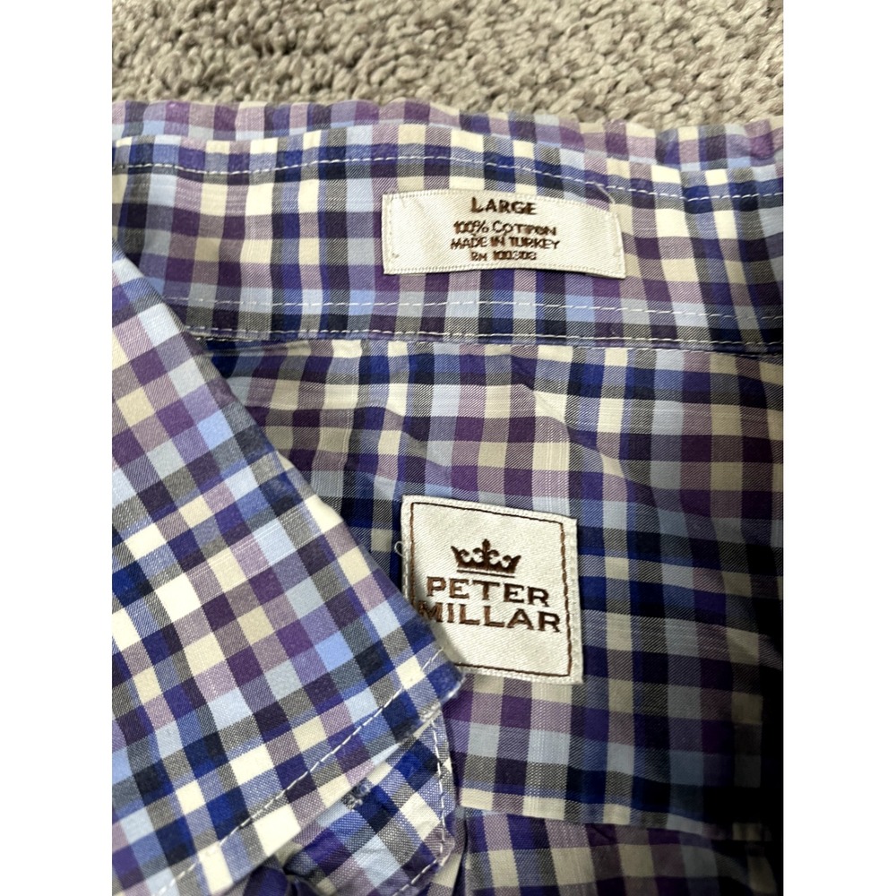 Peter Millar Shirt Mens Large Button Down Long Sleeve Check Plaid Cotton Casual - Picture 3 of 7